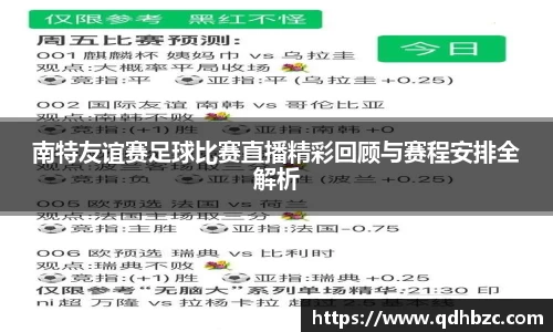 南特友谊赛足球比赛直播精彩回顾与赛程安排全解析